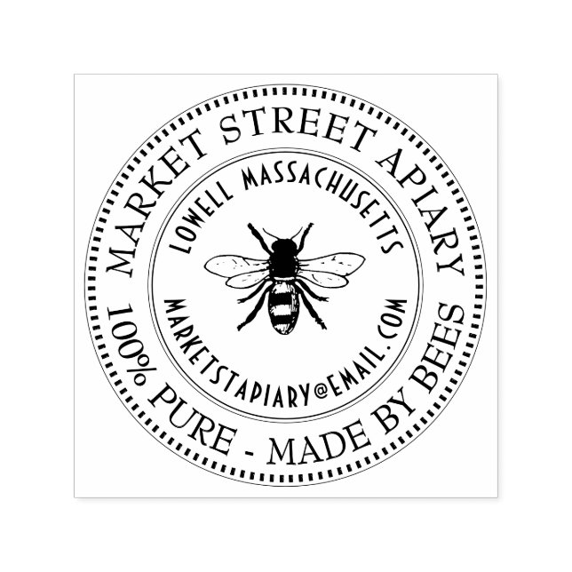 Name und Standort Honeybee Anschrift Briefmarke Permastempel (Design)