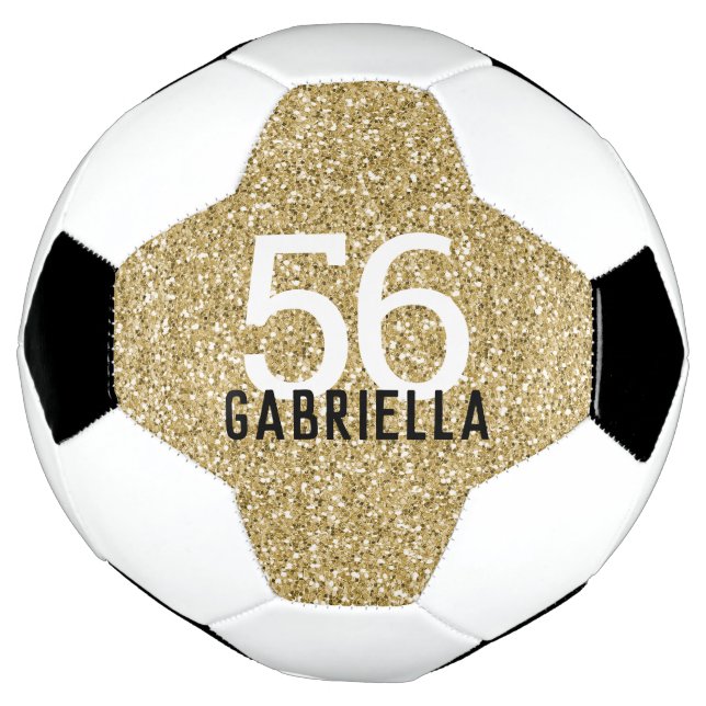 Name und Teamnummer des Gold Girl Glitzer Fußball (Gedreht)