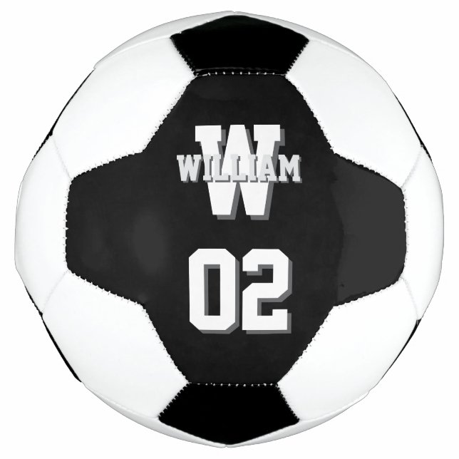 Name und Teamnummer des Schwarzen und Weißen Spiel Fußball (Vorderseite)
