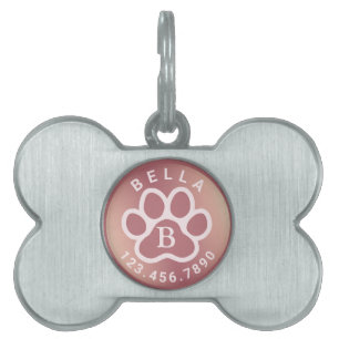 Name und Telefon moderner Monogramme Foil Peach Tiermarke