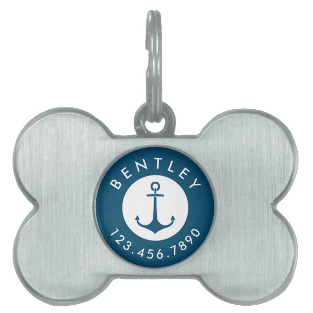 Name und Telefonnummer des Nautikers| Blau Tiermarke (Vorderseite)