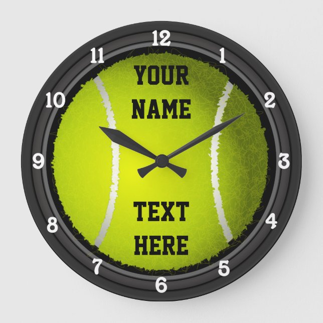 Name und Text des personalisierten Tennis Große Wanduhr (Vorderseite)