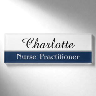 Name und Titel der Mitarbeiter auf Navy Blue Namenschild