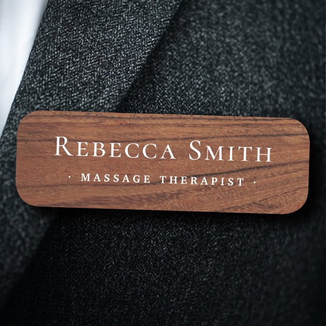 Name und Titel des eleganten braunen Holzes Namensschild (Elegant brown wood name and title name tag)