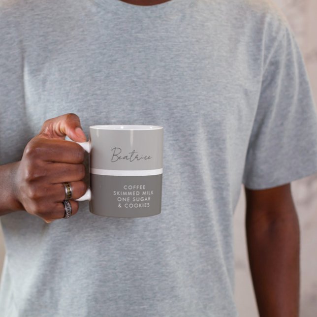 Name und Trinkpräferenz Modernes Zwei Ton Kaffeetasse (Von Creator hochgeladen)