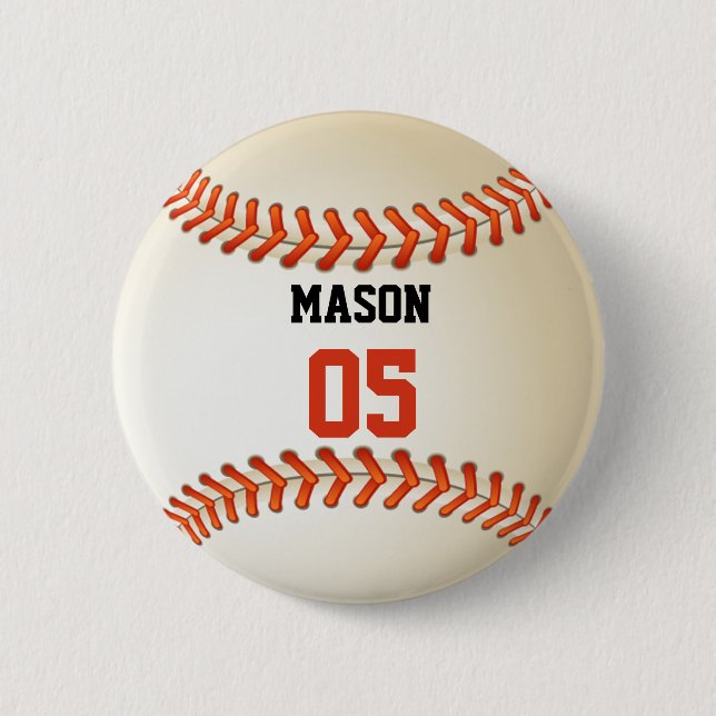 Name-und Zahl-Schablonen-Baseball-Sport Button (Vorderseite)