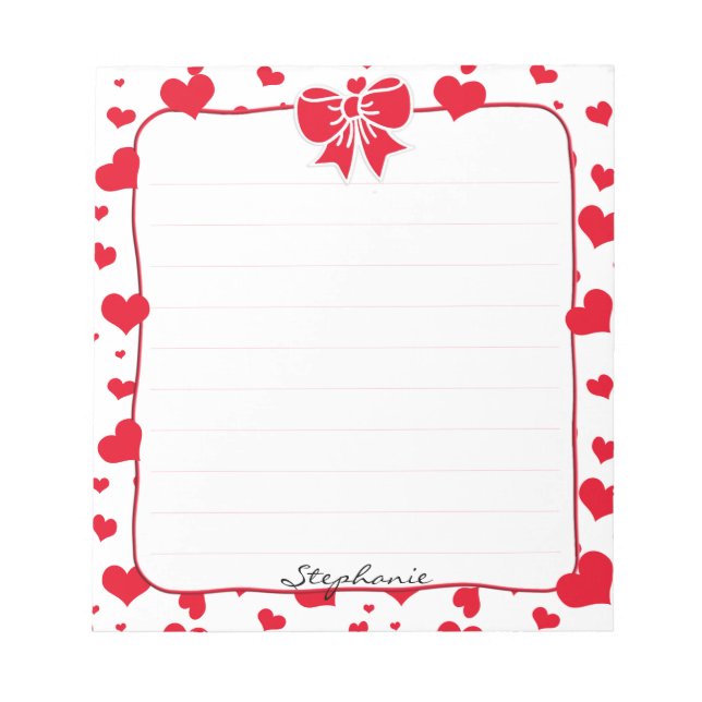 Name: Valentine Red Hearts Random Muster Notizblock (Vorderseite)