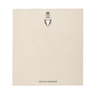 Name Vintag Mustache Man Top Hat Notepad Notizblock