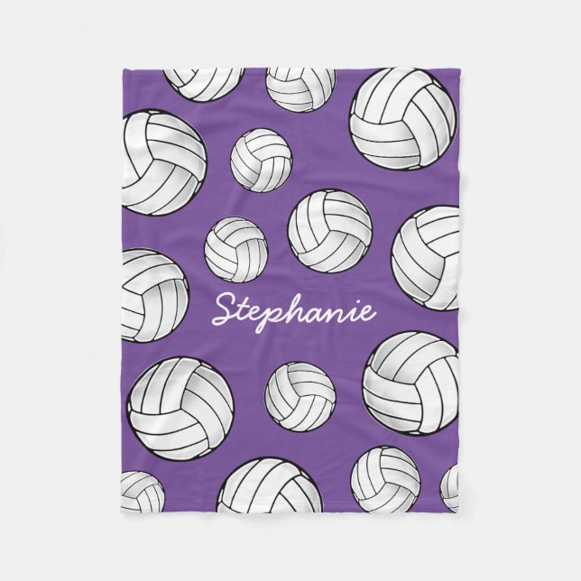 Name-Volleyball lila Fleecedecke (Vorderseite)