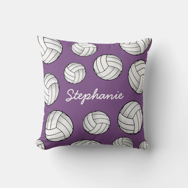 Name-Volleyball-lila Zuhause Kissen (Vorderseite)