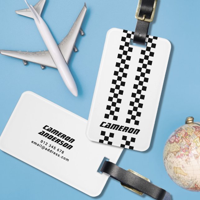 Name Vollständig angepasste Farben Doppelkarierte  Gepäckanhänger (Von Creator hochgeladen)