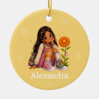 Name von Mädchen mit dunklen Haaren Keramik Ornament