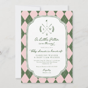 Name Wappen Kleiner Golfer auf dem Weg Baby Shower Einladung