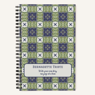 Name Wasserfarbe Abstrakt Square Geometric Blue Notizbuch