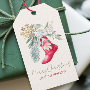 Name Watercolor Eleganter Strumpf Script Holiday Geschenkanhänger