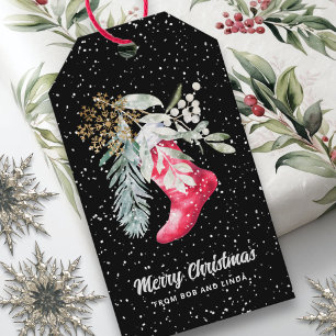 Name Watercolor Eleganter Strumpf Script Holiday Geschenkanhänger