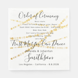 Name Wedding Programm Gold Funny Quotes White Serviette