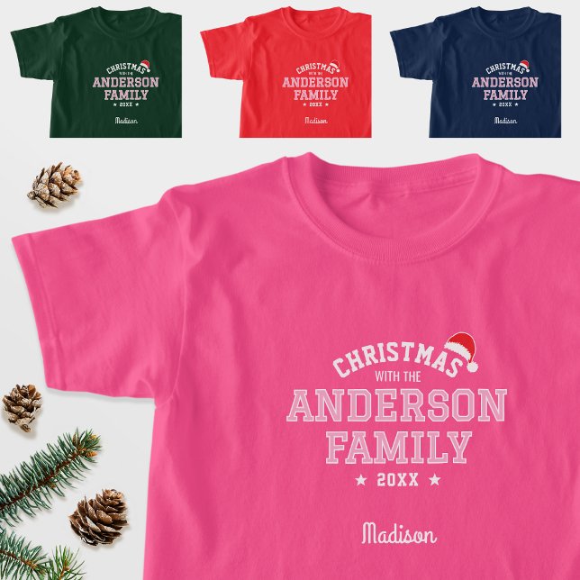 Name Weihnachten Weihnachtsfeiertag Rosa Rot T-Shirt (Von Creator hochgeladen)