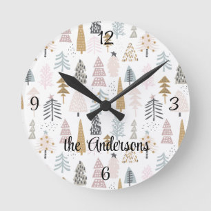 Name, Weihnachtsbaumen 10,75-in-Acryl Runde Wanduhr
