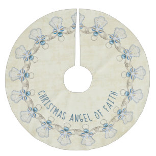 Name: Weihnachtsgel des Glaubens Blau/Creme Polyester Weihnachtsbaumdecke