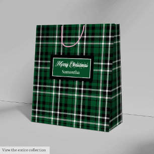 Name Weihnachtsgeschenktüten Klassischer Tartan-An Mittlere Geschenktüte