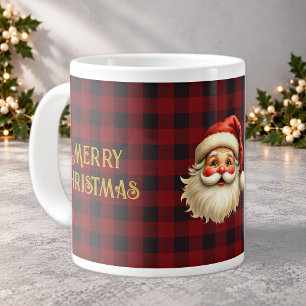 Name, Weihnachtsmann Schwarz-Rot Buffalo Karo Jumb Jumbo-Tasse