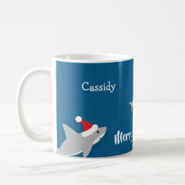 Name Weihnachtsmannmütze Hai Weihnachten Kaffeetasse