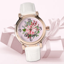 Name, Weißes Leder Damenbouquet mit rosa Weihnacht