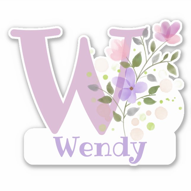 Name Wendy mit dem Letter W Sticker Cut-Out (Vorderseite)