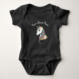 Name White Daisies Rosa Blume einhorn hinzufügen Baby Strampler