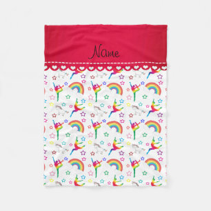 Name White Gymnastics Regenbows unicorns Fleecedecke