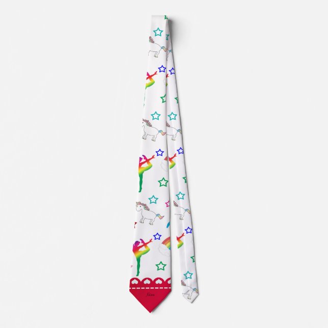 Name White Gymnastics Regenbows unicorns Krawatte (Vorderseite)
