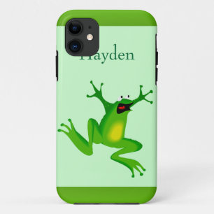 Name-wilder Cartoon-springendes Frosch-Grün Case-Mate iPhone Hülle
