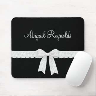 Name with White Ribbon and Bow Mousepad