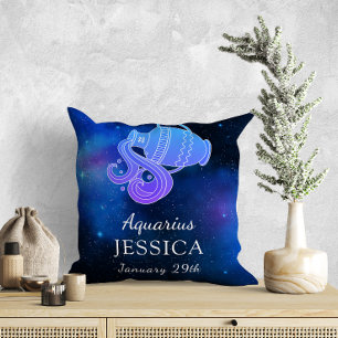 Name with Zodiac sign Aquarius Gift Throw Pillow Kissen
