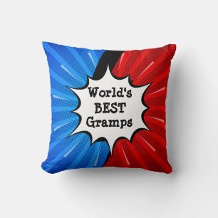Name Worlds Best Gramps Red Blue Comic ändern Kissen
