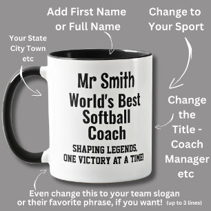 Name, Worlds Best Softball Coach - Legends Tasse