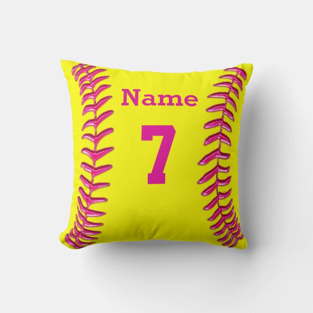 NAME, ZAHL und MIT MONOGRAMM Softball-Kissen Kissen (Vorderseite)