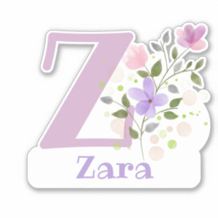 Name Zara mit dem Buchstaben Z Sticker Ausschneide