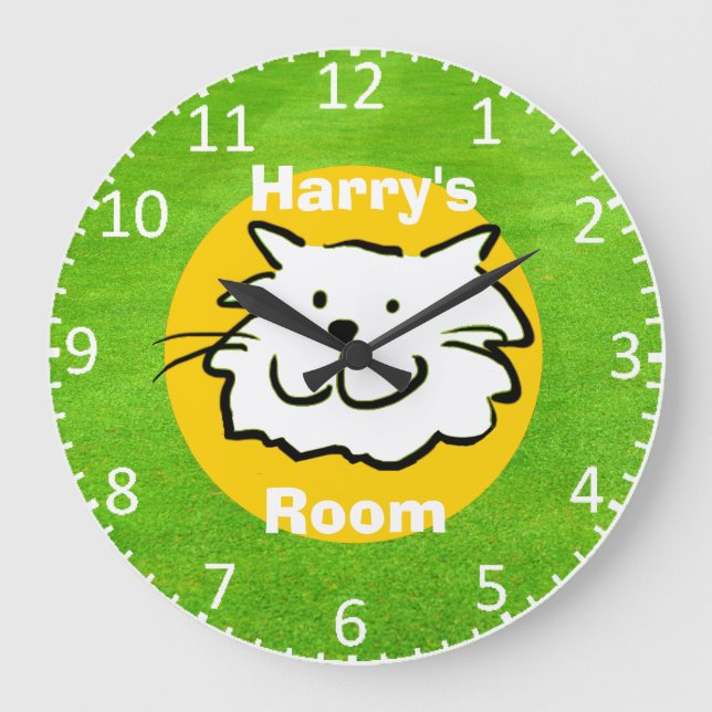 Name zeigt, dass es Kinderzimmer ist. Chat-Design Große Wanduhr (Vorderseite)