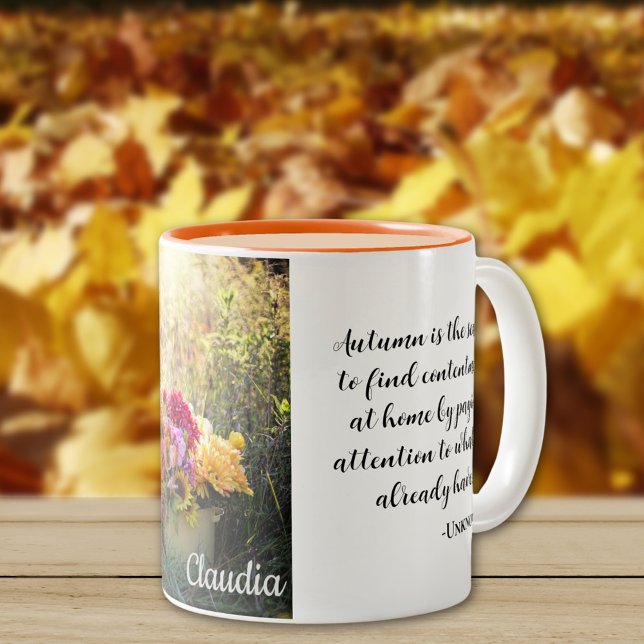 Name Zitat, schöner Herbstdruck 11oz Zweifarbige Tasse (Von Creator hochgeladen)