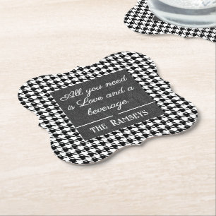 Name Zitat. Schwarz & Weiß Houndstooth Untersetzer