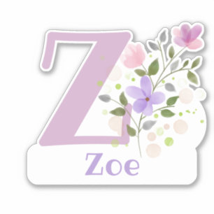 Name Zoe mit dem Buchstaben Z Sticker Ausschneiden