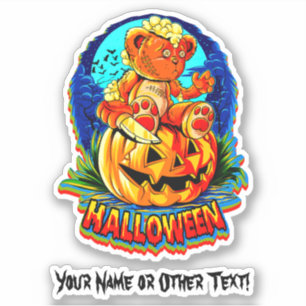 Name Zombie Teddy Bär Kürbis Messer Halloween hinz Aufkleber