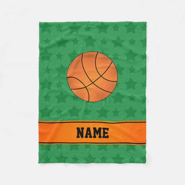 Namebasketball-Grünsterne Fleecedecke (Vorderseite)