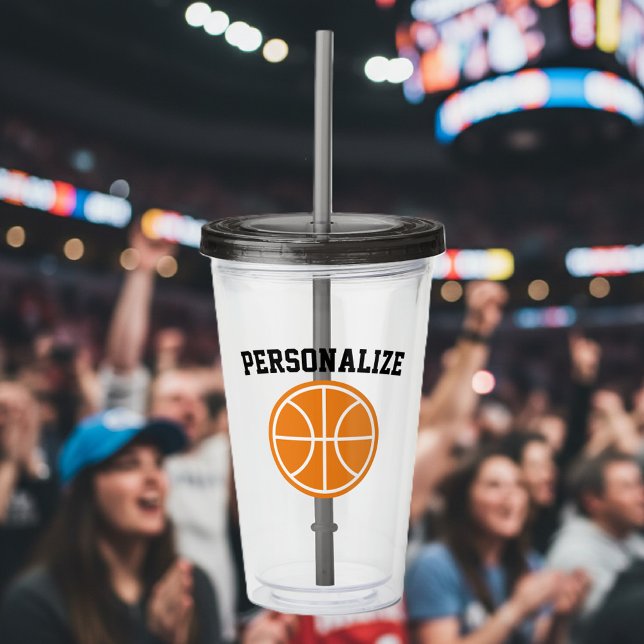 Namebasketballacryltrommelglas Acryltrinkbecher (basketball tumbler glass with straw)