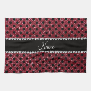 Nameburgunder-Glitterschwarz-Polkapunkte Handtuch