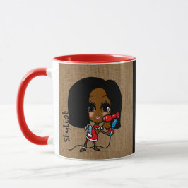 Named Hair Stylist Tasse Karikatur Schwarzes Afrik