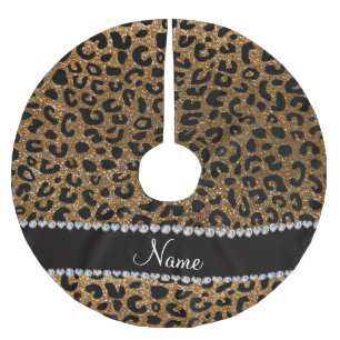 NamegoldGlitter Cheetahdruck Polyester Weihnachtsbaumdecke