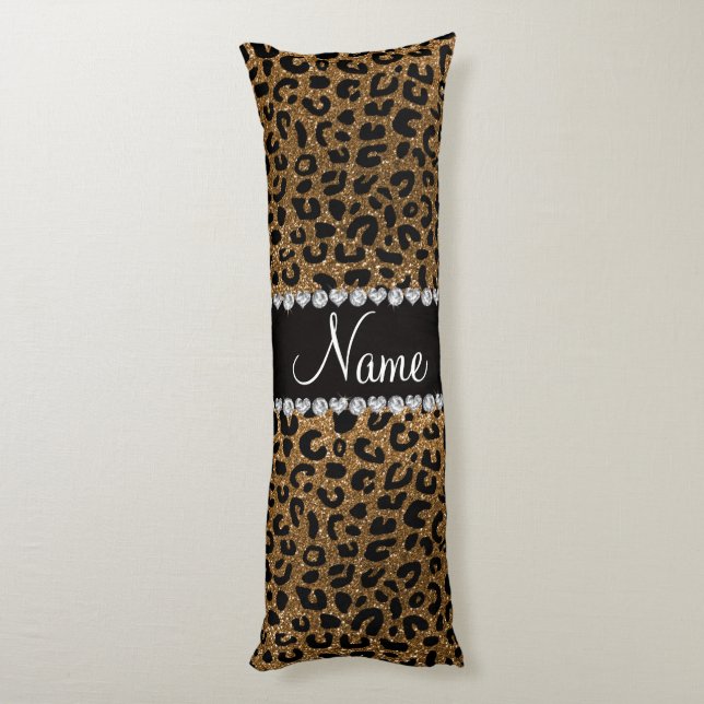 NamegoldGlitter Cheetahdruck Seitenschläferkissen (Rückseite (Vertikal))